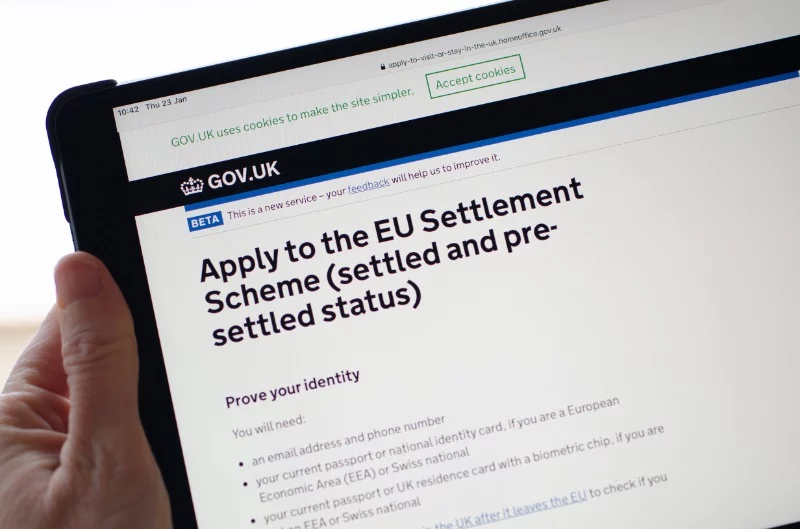 Government website on iPad 'Apply to the EU Settlement Scheme (settled and pre-settled status)