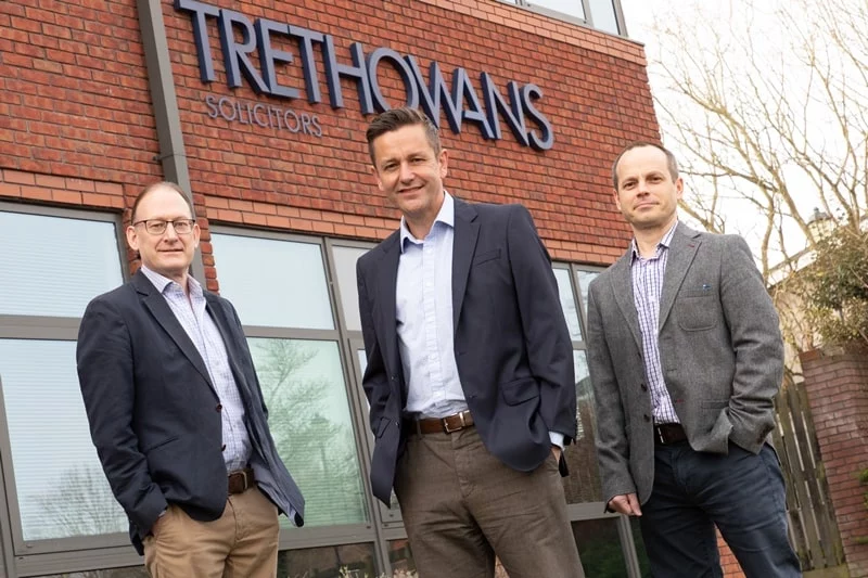 Nick Gent, Steve Cole and Mike Watson outside Southampton Trethowans office