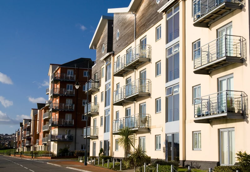 Apartments on the side of the road