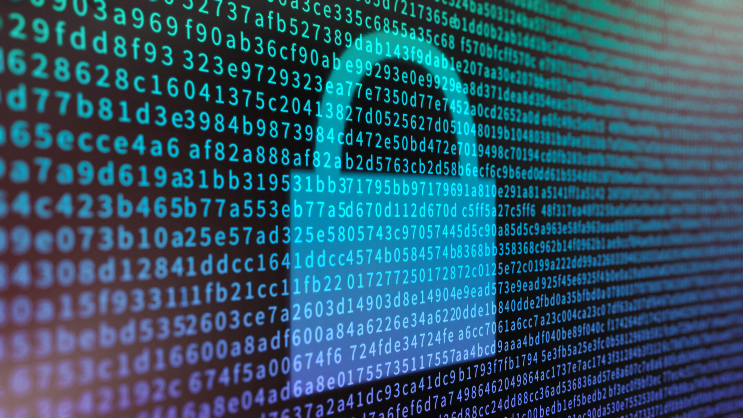 hexadecimal information and padlock symbol
