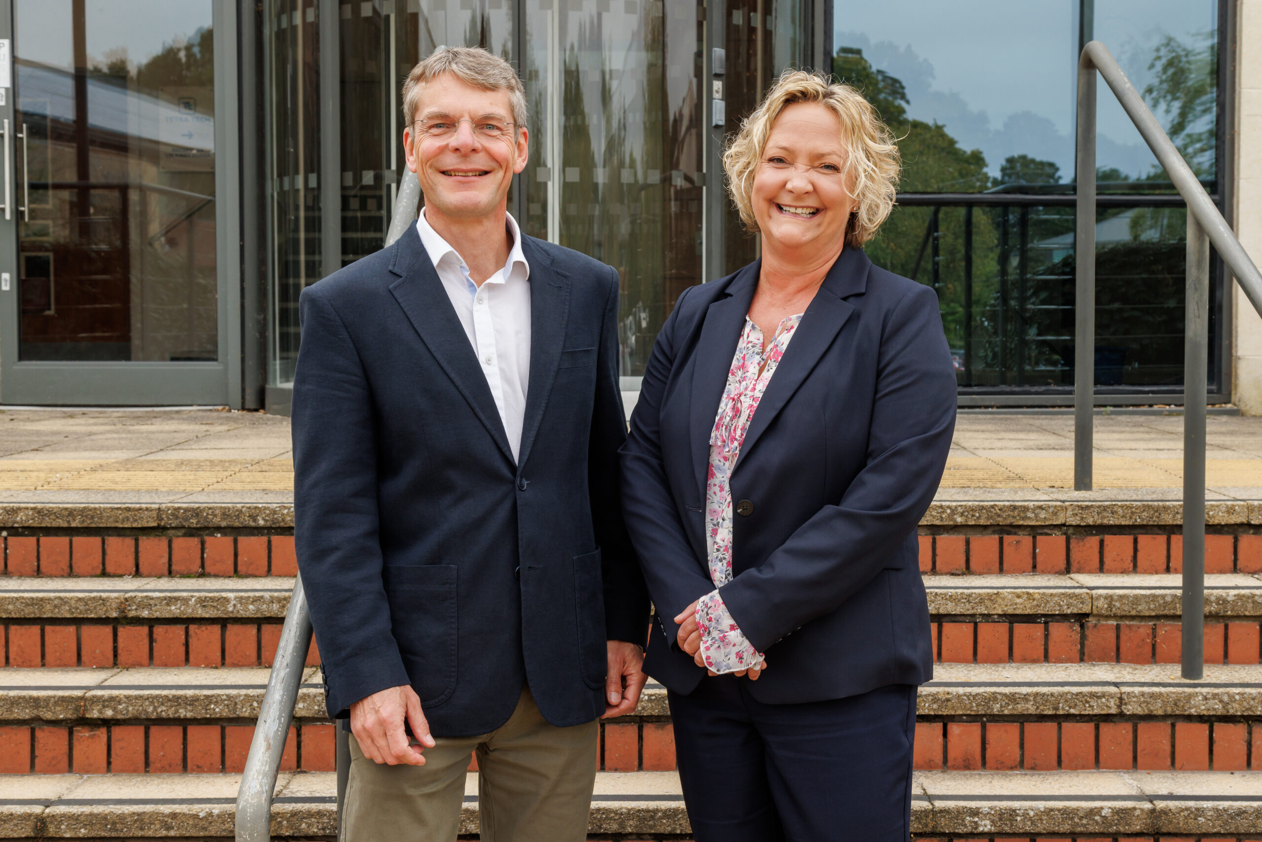 Julian Hamblin and Laura Trapnell Infront of Southampton office