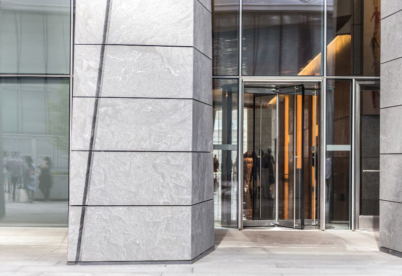 Outside of office building in the city