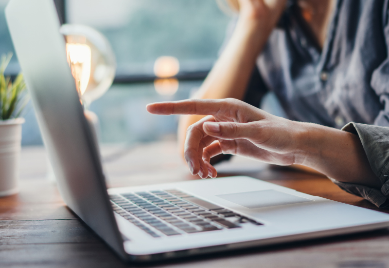 Image of man pointing at laptop